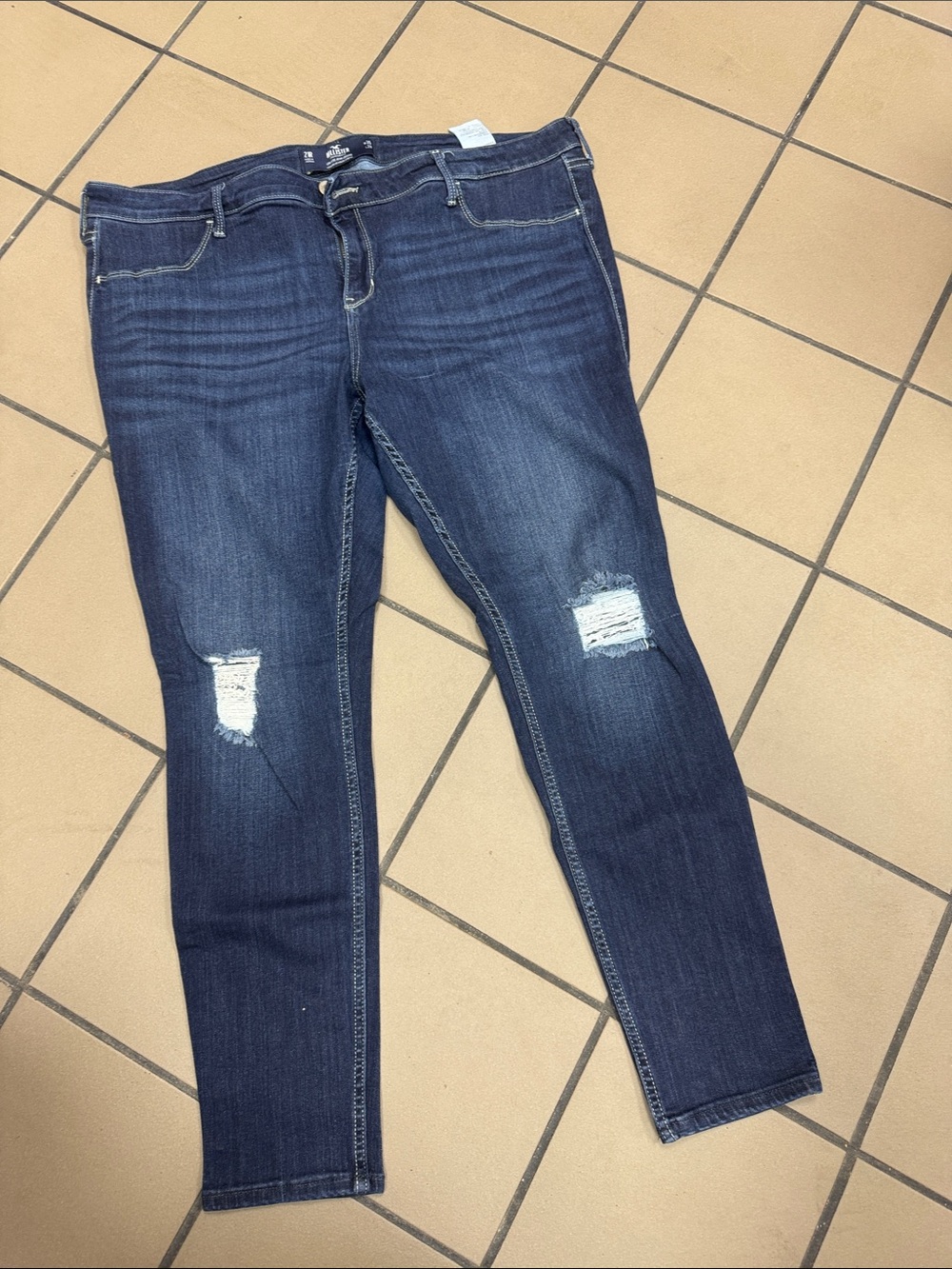 Hollister Dark Blue Ripped Skinny Jeans